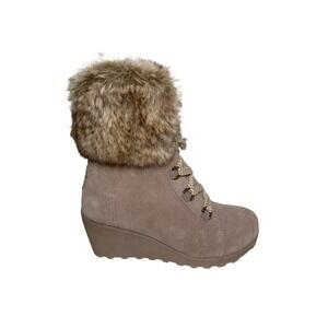 Bearpaw Boots Faux Fur Leather Suede Beige Women's Size 7 No Box